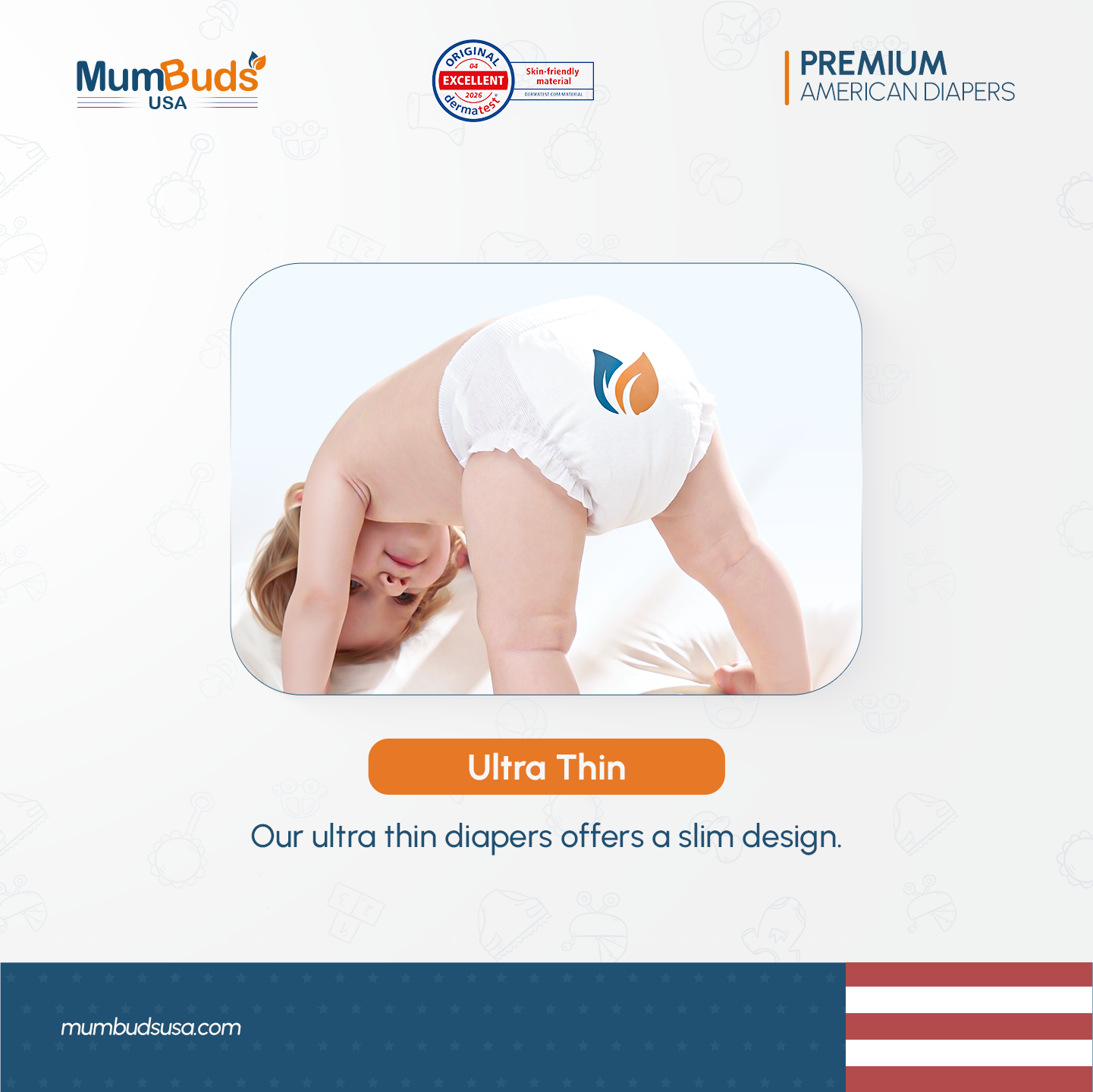 MumBuds USA ZIPLOCK PACK Ultrathin Baby Diapers Size-5 XL (12-17kg) – 36 pcs Pant Style