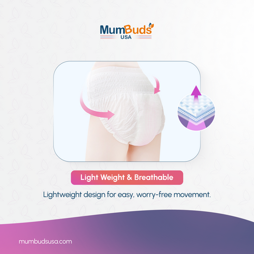 MumBuds USA Disposable Period Panty L/XL 660 mm (70–120 cm) 3 Pcs