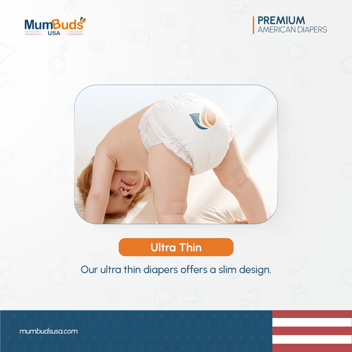 MumBuds USA ZIPLOCK PACK Ultrathin Baby Diapers Size-5 XL (12–17 kg) – 36 pcs Tape Style