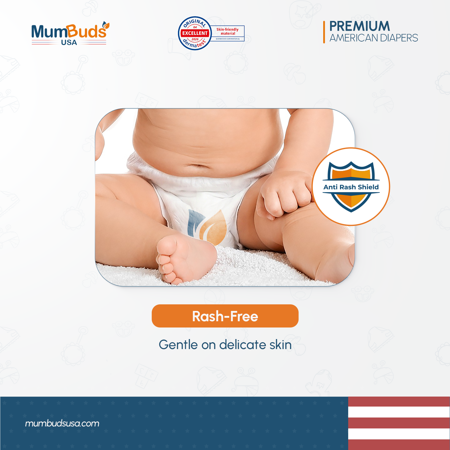 MumBuds USA ZIPLOCK PACK Ultrathin Baby Diapers Size-3 Medium (7-12kg) – 40 pcs Pant Style
