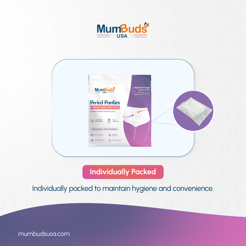 MumBuds USA Disposable Period Panty L/XL 660 mm (70–120 cm) 3 Pcs